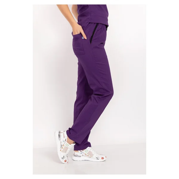 Nur Medikal Giyim Mor Renk Likralı Unisex Doktor Hemşire Hastane Scrubs Üniforma Takımı - XS - Görsel 5