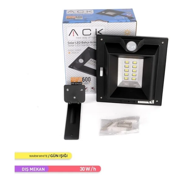 Ack Sensörlü LED Solar Bahçe Armatürü Güneş Enerjili Duvar Aydınlatması 3000k Günışığı - 2 Kademeli - Renkli - Görsel 4