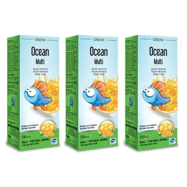 Ocean Multi Omega 3 Ballı Portakal Aromalı Balık Yağı 150 Ml 3'lü - Görsel 4