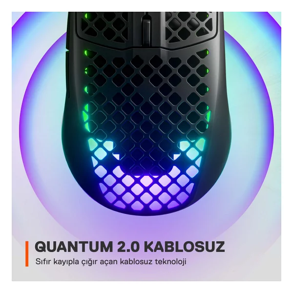Steelseries Aerox 3 Onyx RGB Şarjlı Ergonomik Optik Kablosuz Oyuncu Mouse - Görsel 6