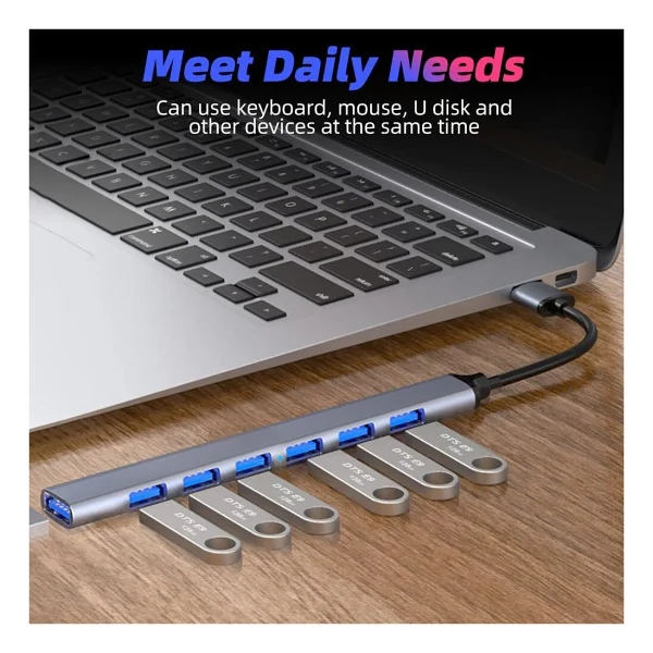 Coverzone Type-C USB 3.0 7 Portlu Hub Otg Çoğaltıcı PC Telefon Bilgisayar Uyumlu Veri Aktarımı Mouse Klavye Bağlantısı Ads303c - Görsel 3
