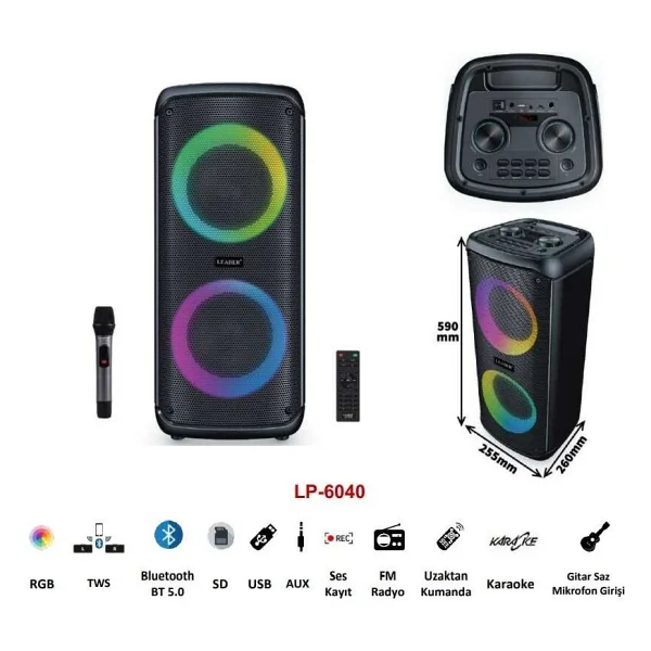 Leader LP-6040 RGB Taşınabilir Ses Sistemi - Görsel 3