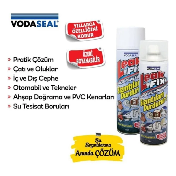 Vodaseal Leak Fix Su Geçirmez Sızdırmaz Sızıntı Önleyici Kauçuk Kaplama Izolasyon Şeffaf Sprey 200 Ml - Görsel 4