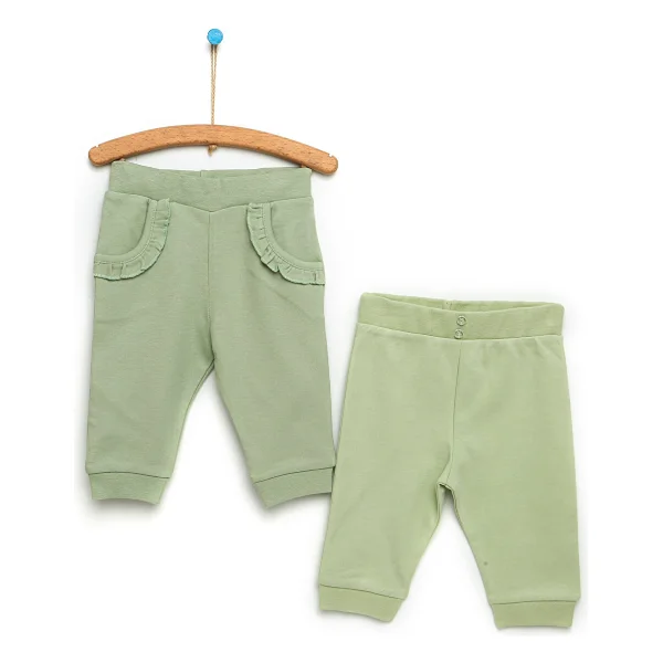 Hellobaby Basic Kız Bebek Fırfırlı Cepli 2'li Patiksiz Alt - 3 Yaş - Açık Yeşil - Görsel 8