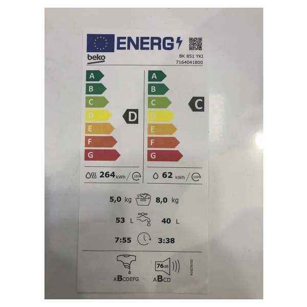 Beko Bk 851 Ykı 1400 Devir 8 Kg / 5 Kg Kurutmalı Çamaşır Makinesi - Görsel 4
