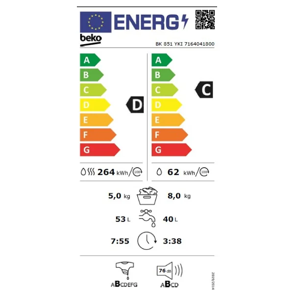 Beko Bk 851 Ykı 1400 Devir 8 Kg / 5 Kg Kurutmalı Çamaşır Makinesi - Görsel 5