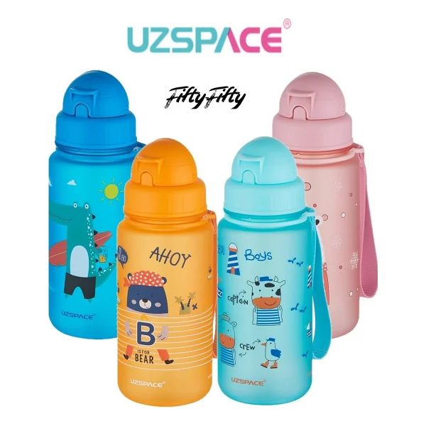 Uzspace Figürlü 400 Ml Pipetli Tritan Çocuk Su Matarası - Mavi - Görsel 10