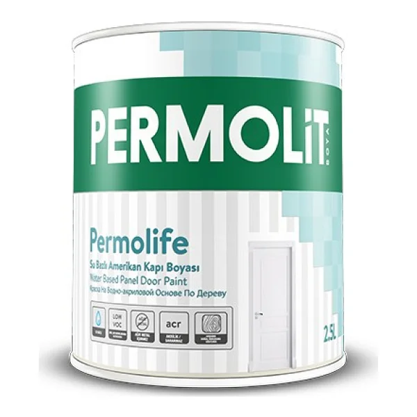 Permolit Permolife Su Bazlı Amerikan Kapı Boyası Beyaz 0,75 Lt - Görsel 3