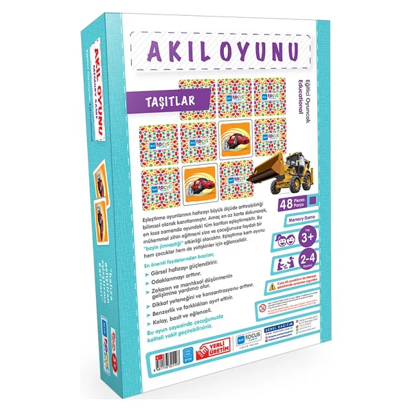 Blue Focus Memory Taşıtlar Akıl Oyunu 48 Parça - Görsel 2