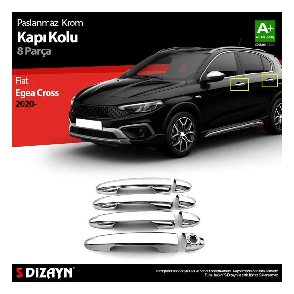 S-Dizayn Fiat Egea Cross Krom Kapı Kolu 8 Prç. 2020 Üzeri - Görsel 7