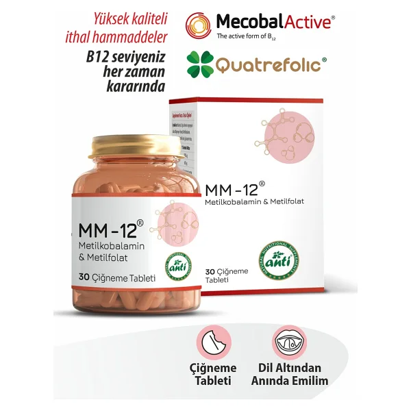 Anti MM-12 Metilkobalamin ve Metilfolat 30 Çiğneme Tableti - Görsel 7