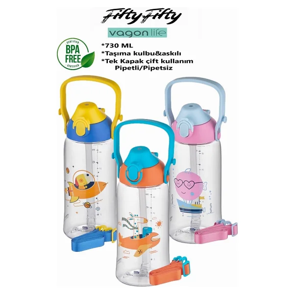 Uzspace 2203 730 ml Tritan Pipetli Çocuk Matarası - Görsel 4
