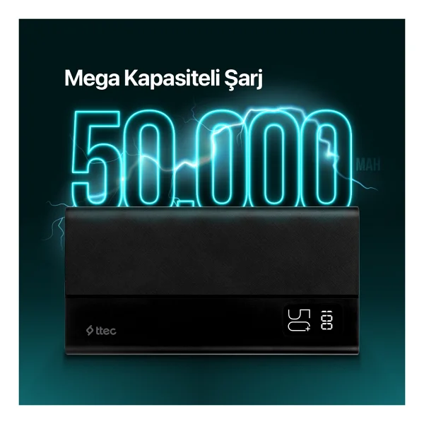 Ttec Recharger Mega 2bb197 50000 mAh Hızlı Şarj Powerbank - Görsel 2