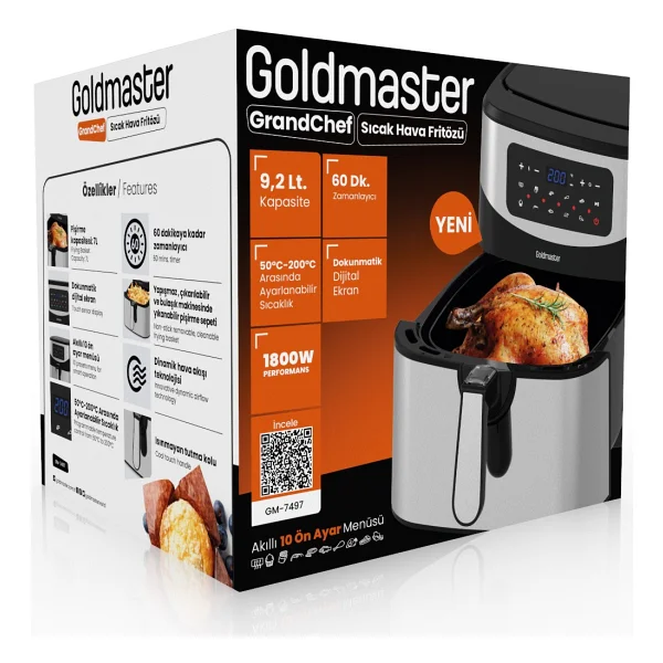 Goldmaster Grandchef 3xl Airfryer 9.2 Lt Inox Yağsız Fritöz - Görsel 5