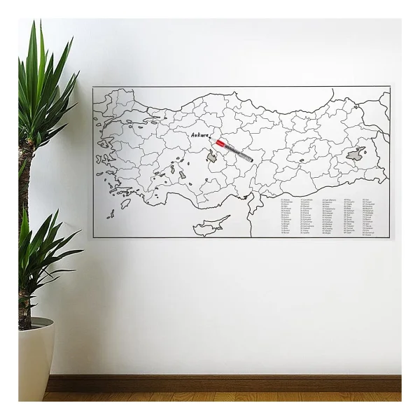 Xnews Yazılabilir Türkiye Haritası Manyetik Duvar Stickerı 110 X 56 Cm - Görsel 2