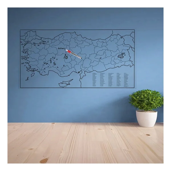 Xnews Yazılabilir Türkiye Haritası Manyetik Duvar Stickerı 110 X 56 Cm - Görsel 3