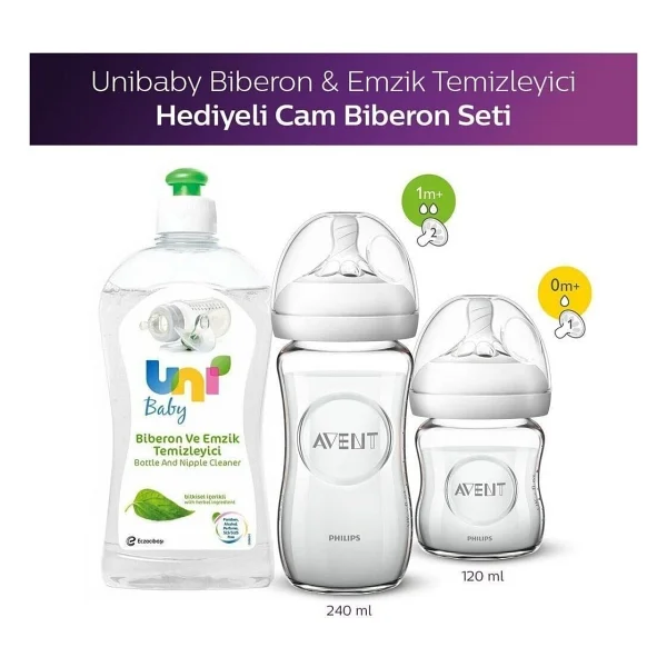 Philips Avent İkili Cam Biberon Seti 500 ml Temizleyici Hediyeli! - Görsel 2