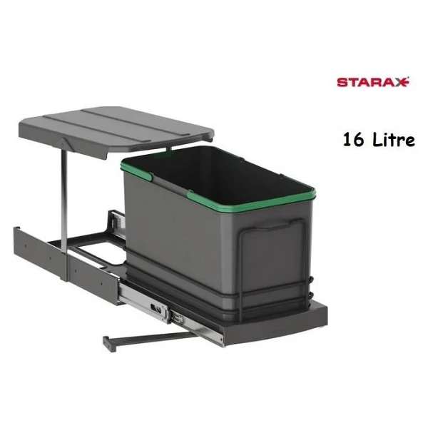 Starax 2573 Teleskopik Raylı Çöp Kovası 16 Lt - Görsel 2