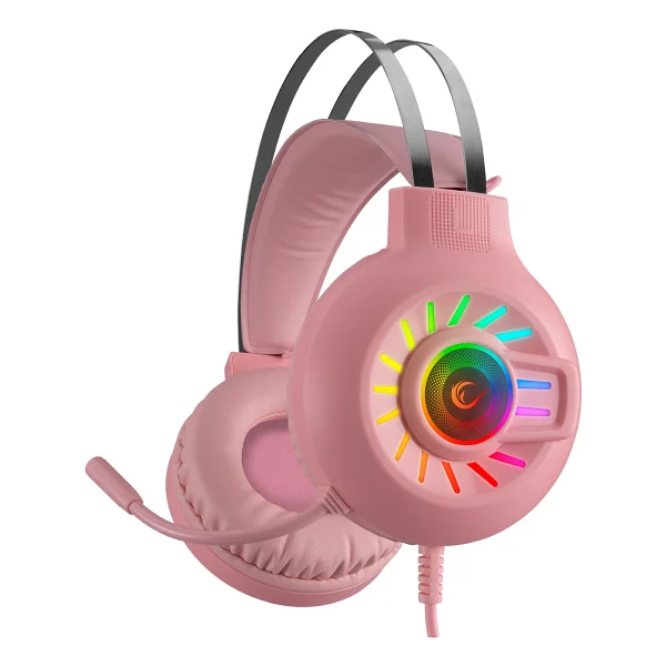 Rampage Zengibar Rm-K44 Pembe RGB 7.1 USB Kulak Üstü Oyuncu Kulaklığı - Görsel 10