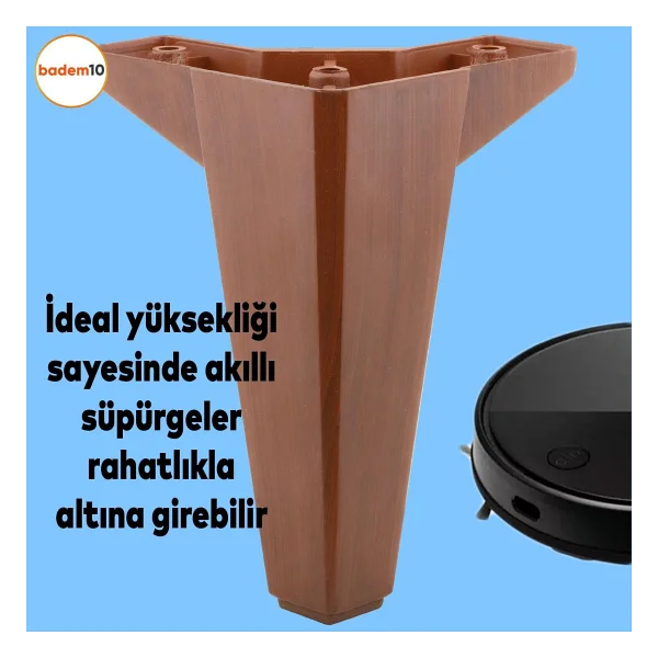 Badem10 Sedir 12'li Set Mobilya TV Ünitesi Çekyat Koltuk Kanepe Destek Ayağı 15 Cm Kahverengi Baza Ayak - Görsel 2