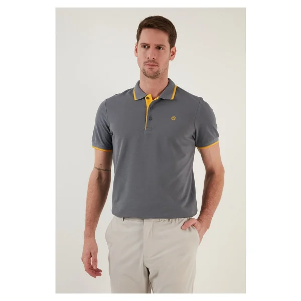 Buratti % 100 Pamuk Düğmeli Regular Fit Polo Yaka T Shirt Erkek Polo Yaka T Shirt 5902118 - Siyah - Beyaz - Görsel 9