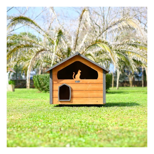 Mandu Teraslı Ahşap Kedi Evi - Görsel 3