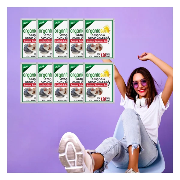 Organicsun 10'lu Paket Ayakkabı Koku Önleyici Giderici Toz 120 Gün Etkili Ayak Kokusu Tozu Giderici - Görsel 6
