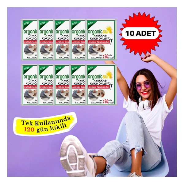 Organicsun 10'lu Paket Ayakkabı Koku Önleyici Giderici Toz 120 Gün Etkili Ayak Kokusu Tozu Giderici - Görsel 2