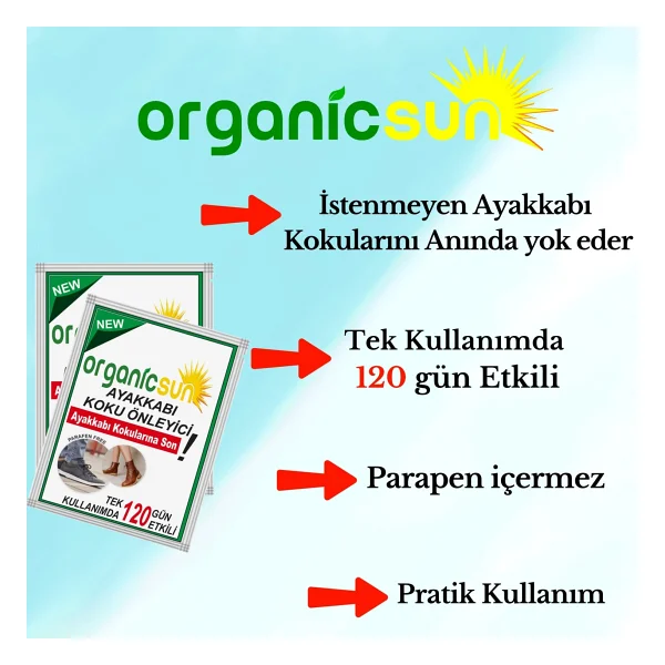 Organicsun 10'lu Paket Ayakkabı Koku Önleyici Giderici Toz 120 Gün Etkili Ayak Kokusu Tozu Giderici - Görsel 4