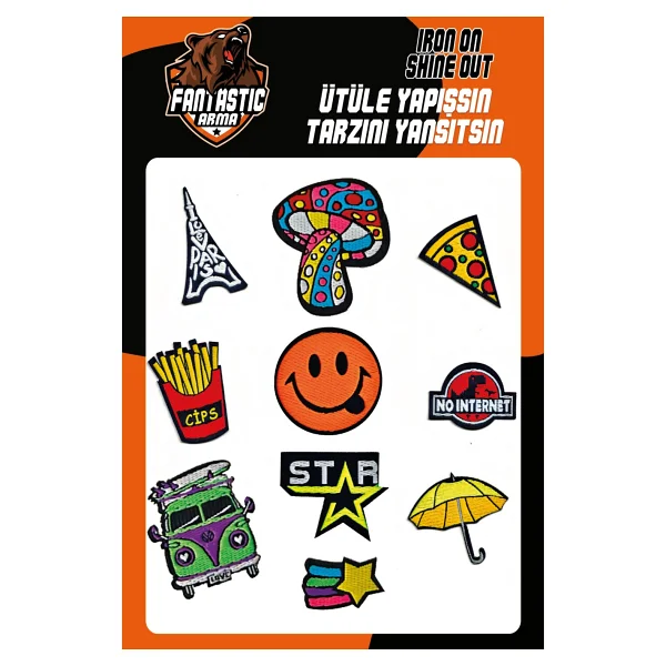 Fantastıc Arma Ütü Ile Yapışan Dokuma Arma Seti Patch Yama Emoji, Star Modeli - Görsel 5