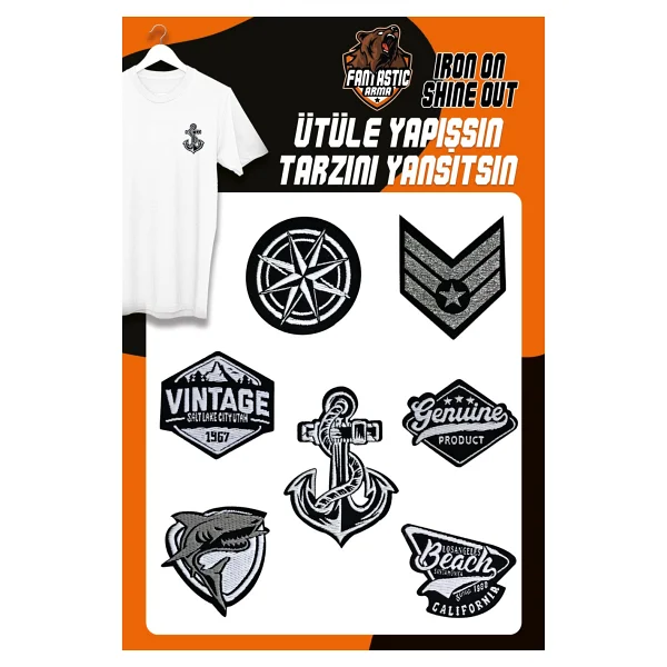 Fantastıc Arma Ütü Ile Yapışan Dokuma Arma Seti Patch Yama Denizci/Beach Modeli - Görsel 4