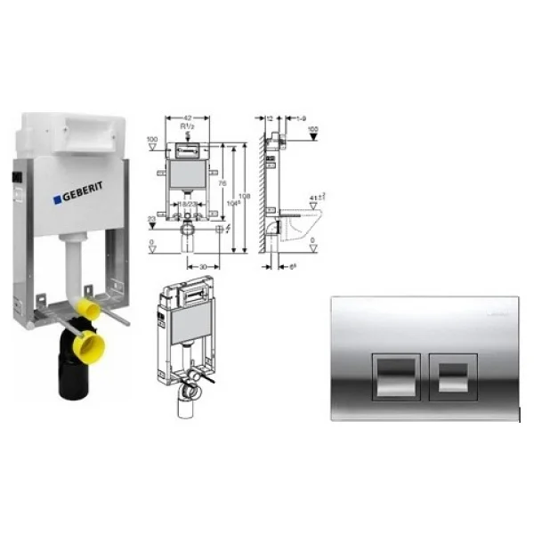 Geberit 110.100.00.1 Gömme Rezervuar Delta Kombıfıx Up100 12 Cm + 115.135.21.1 Kumanda Paneli Delta 50 3 / 6 Lt Parlak Krom - Görsel 2