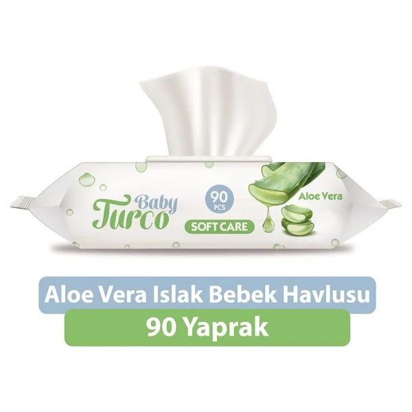 Baby Turco Softcare Aloe Vera 90 Yaprak Islak Bebek Havlusu - Görsel 5