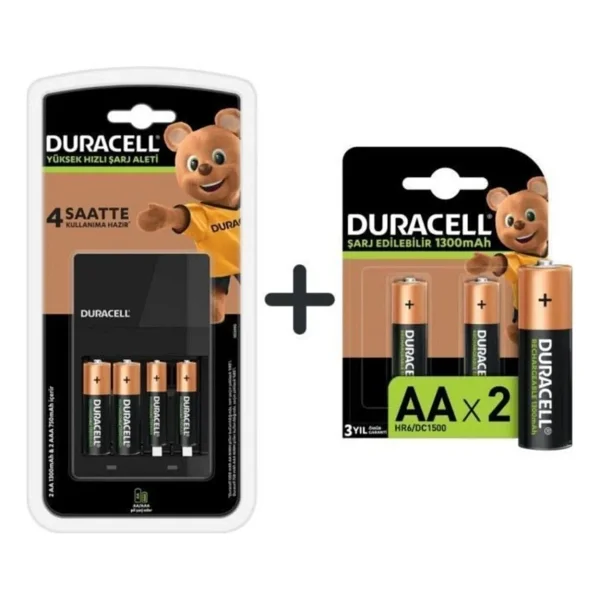 Duracell Cef 14 Şarj Aleti + 2'şer Adet Aa Ve Aaa Pil ( 4 Saat Şarj Cihazı, 1 Adet) + Aa 1300 mAh Piller, 2 Li Paket - Görsel 8