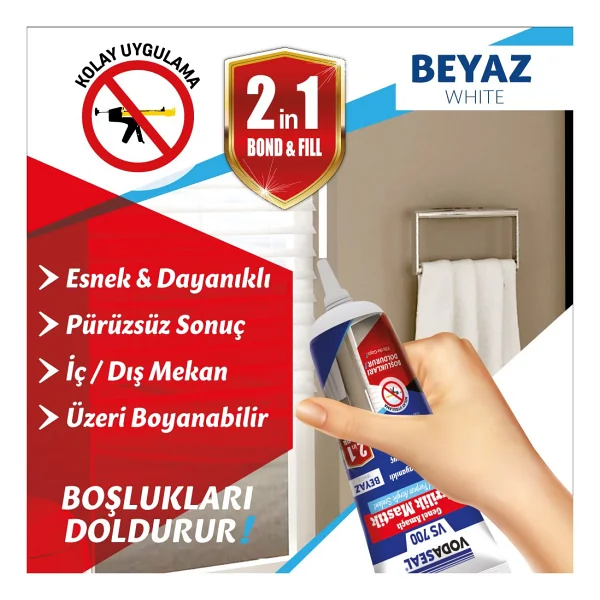 Vodaseal Vs-700 400 Gr Genel Amaçlı Esnek Boyanabilir Akrilik Mastik - Görsel 3