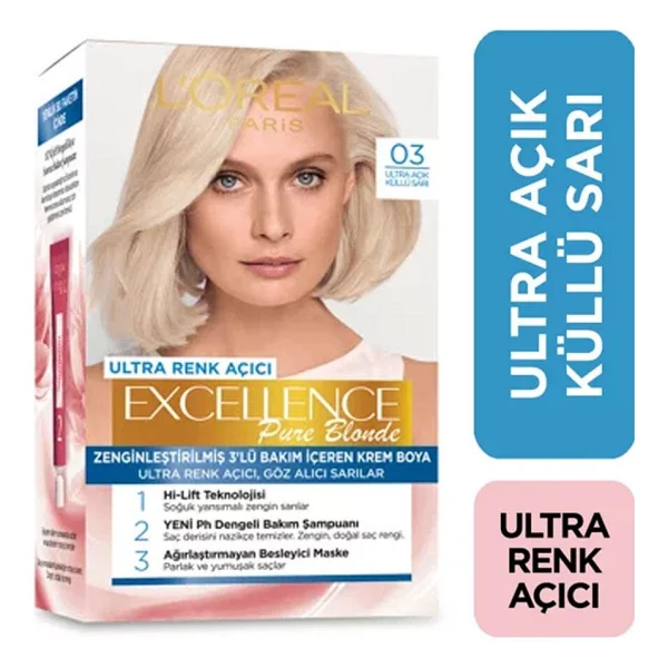 L'oreal Paris Excellence Pure Blonde 03 Ultra Açık Küllü Sarı Saç Boyası - Görsel 4