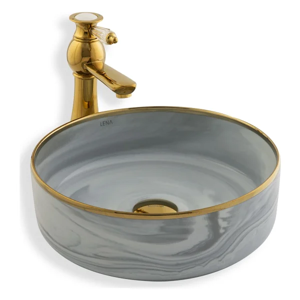 Lena E-7026 Tezgah Üstü Porselen Lavabo - Görsel 3