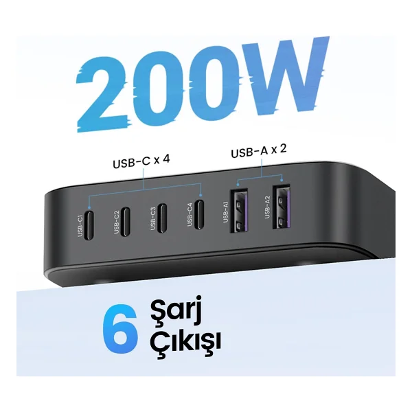 Ugreen Nexode 200 W Gan Iı Hızlı Şarj Adaptörü - Görsel 3