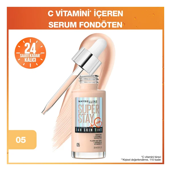 Maybelline New York Super Stay Skin Tint C Vitaminli 05 30 Ml Serum Fondöten - Görsel 7