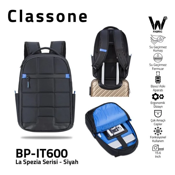 Classone La Spezia Bp-It600 Siyah 15.6" Laptop Sırt Çantası - Görsel 2