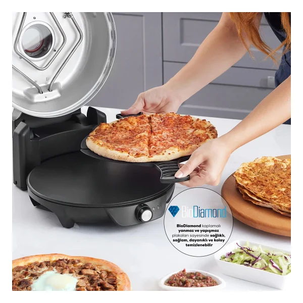 Karaca Gastro Biodiamond Matte Black 10in1 Lahmacun Ve Pizza Makinesi - Görsel 6