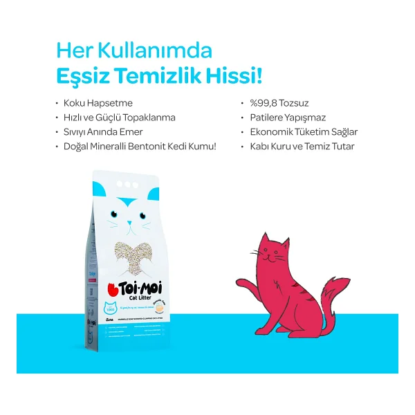 Toi Moi Marsilya Sabunu Kokulu 10 Lt 2'li Bentonit Kedi Kumu - Görsel 5