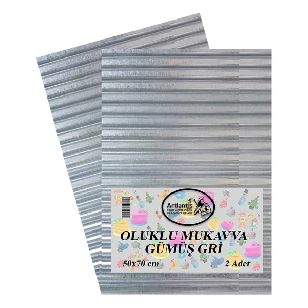 Metalik Mavi Oluklu Mukavva 50x70 2 Adet Artlantis Oluklu Mukavva Metalik Mavi Renkli 50x70 2 Adet - Görsel 2