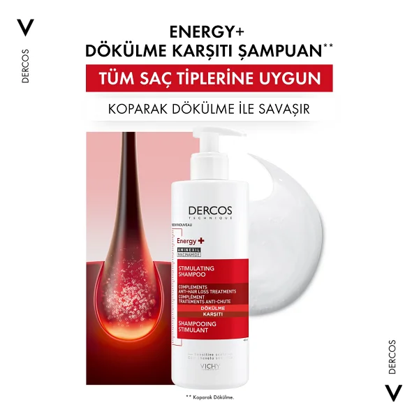 Vichy Dercos Energy+ 400 Ml 2 Adet Saç Dökülmesine Karşı Şampuan - Görsel 2