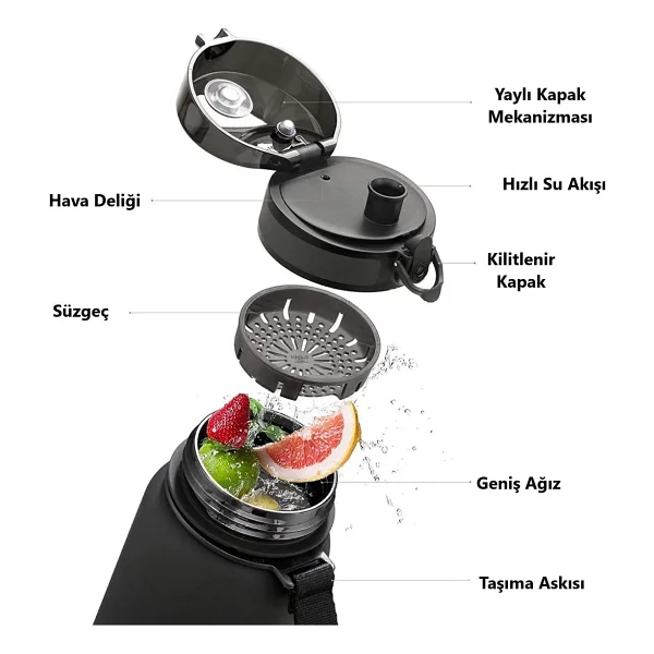 Uzspace 3026 Mavi 500 Ml Tritan Matara - Görsel 4