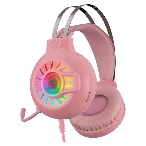 Rampage Zengibar Rm-K44 Pembe RGB 7.1 USB Kulak Üstü Oyuncu Kulaklığı - Görsel 3