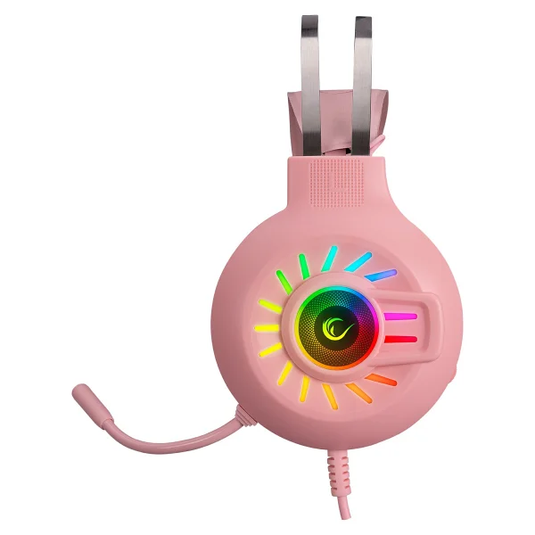 Rampage Zengibar Rm-K44 Pembe RGB 7.1 USB Kulak Üstü Oyuncu Kulaklığı - Görsel 4
