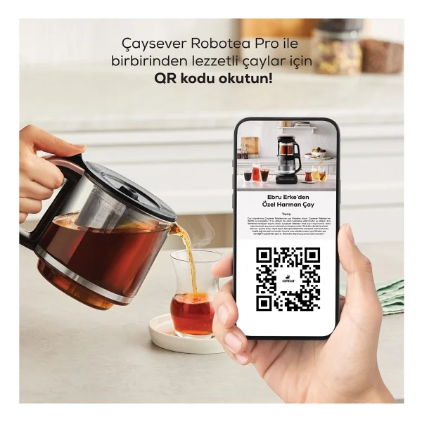 Karaca Çaysever Robotea Pro 4in1 2500 W Black Chrome Konuşan Cam Çay Makinesi - Görsel 6
