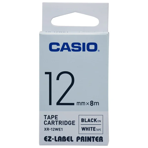 Casio Xr-12we1 (We/Bk) Etiket Yazıcısı Kartuşu Beyaz Renk Üstüne Siyah Baskı - Görsel 2