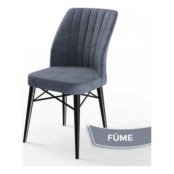Canisa Concept Flex Serisi Üst Kalite Mutfak Sandalyesi Gürgen Siyah Ahşap Ayak 6 Adet Sandalye, - Füme - Görsel 2